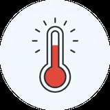 Hot thermometer icon